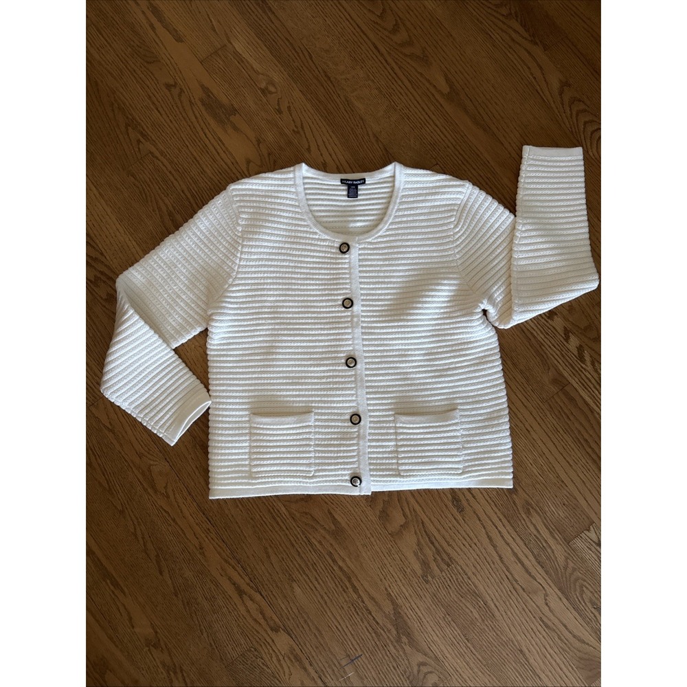 Hillary Radley Sweater Old Money Cream Beautiful Button Cardigan Large
